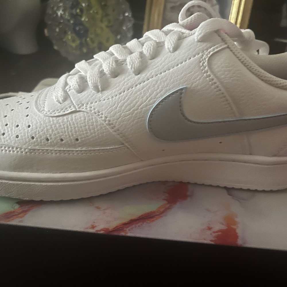 Nike court vision low white, pink,and Carolina blue